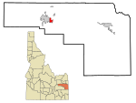 Bonneville County Idaho Incorporated and Unincorporated areas Ammon Highlighted